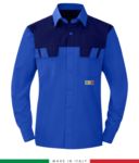 Zweifarbiges Multipro Hemd, langarm, zwei Brusttaschen, Made in Italy, zertifiziert nach EN 1149-5, EN 13034, EN 14116:2008, Farbe marineblau/ rot RU801BICT54.AZBL